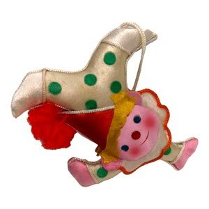 Quirky clown silky satin Christmas tree ornament